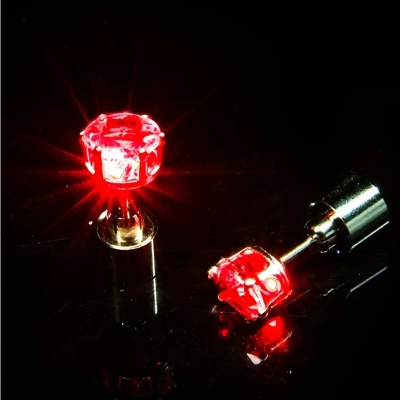 Whimsy_and_Rose Jewelry - Red LED Light Up Stud Earrings